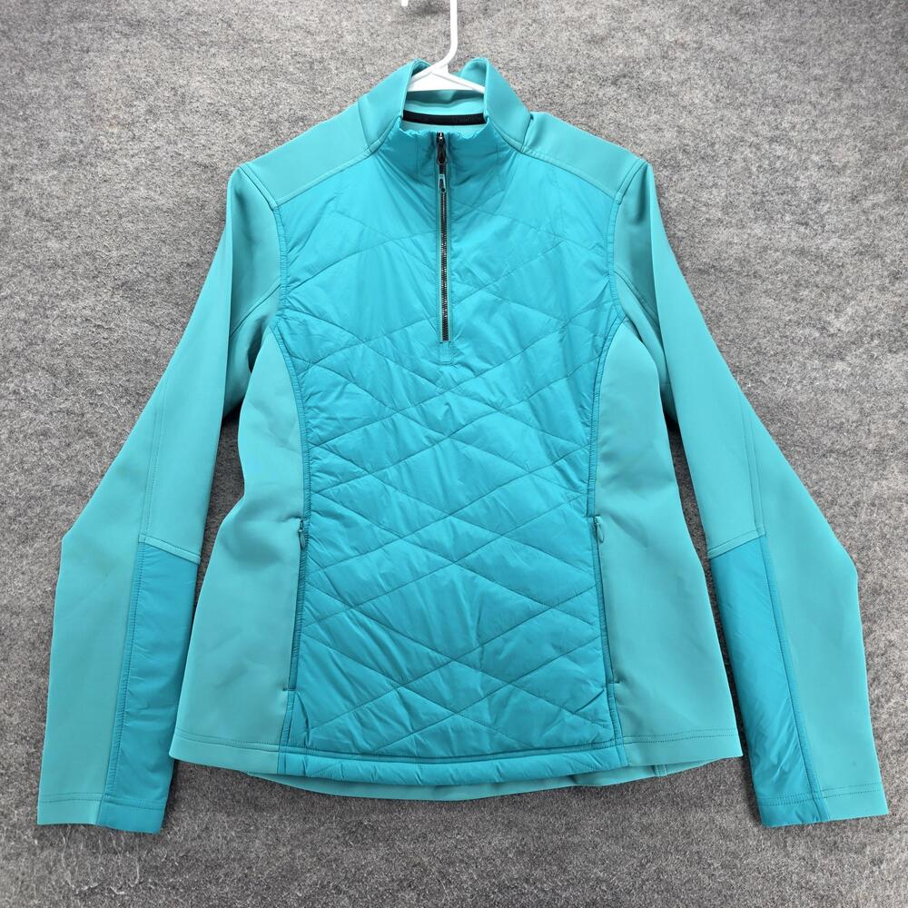 Sunice Pullover Womens M Blue Mock Neck 1/4 Zip Pockets Stretch Golf Lightweight